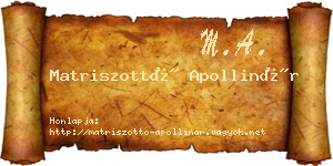 Matriszottó Apollinár névjegykártya